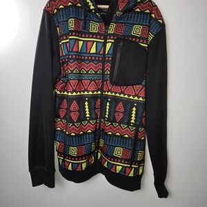 Colorful Geometric Pattern Empyer Zip Up Men's Sweater / Jacket